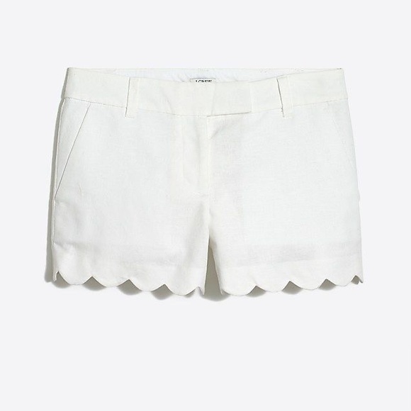 NWT J.Crew white 4" linen-cotton scalloped shorts - Picture 4 of 9